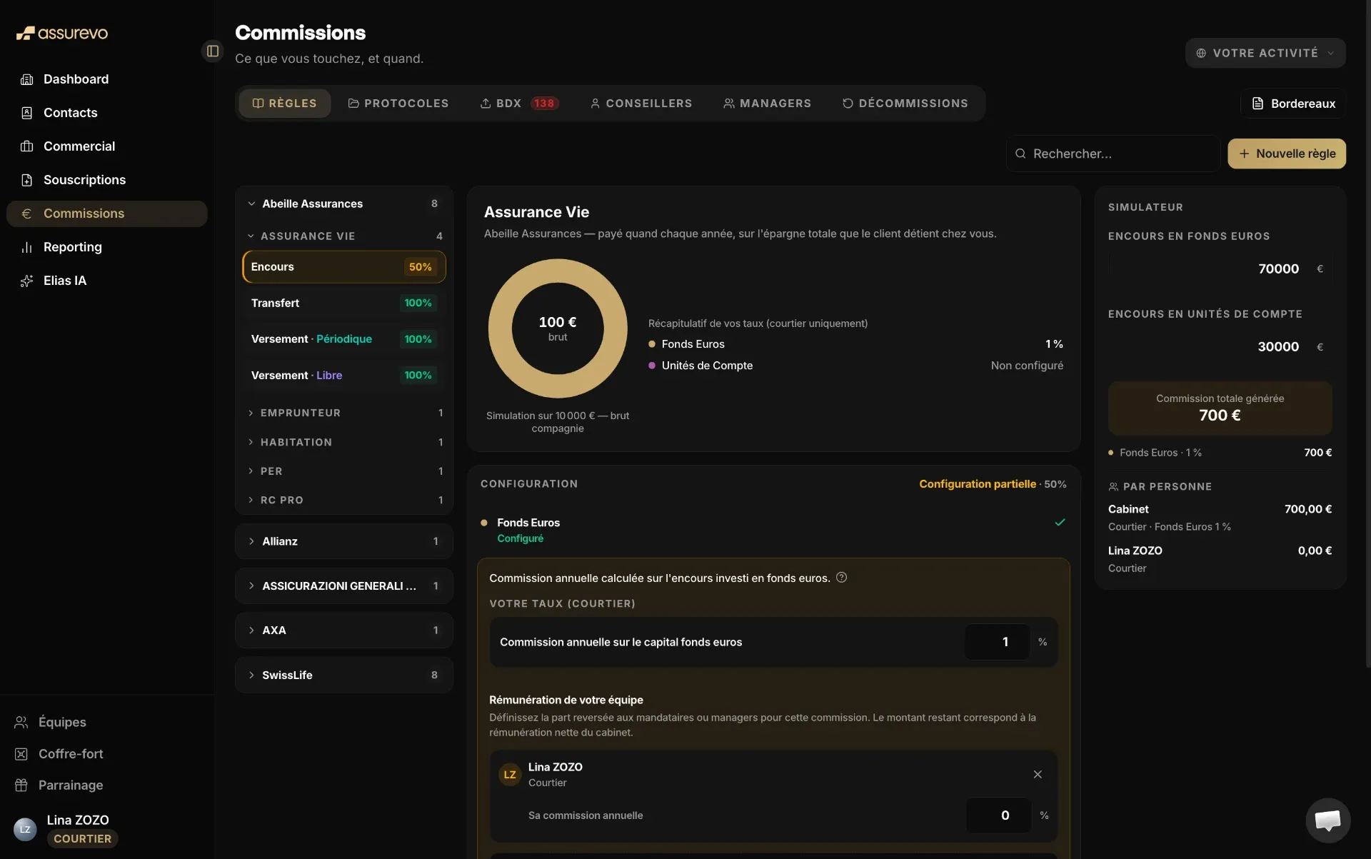 Assurevo pour Courtiers grossistes : interface produit